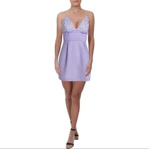 Free People Lilac We Go Together Embellished Sleeveless Mini Dress Size 12 NWT
